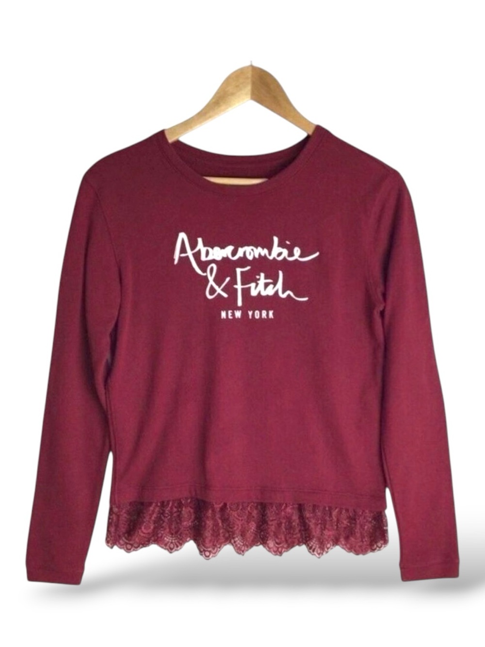 Abercrombie & Fitch Sweatshirt crew neck long sleeves lace embellishments small